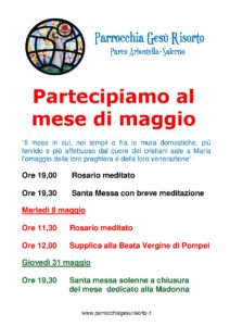 Maggio 2018 - appuntamenti Parrocchia Gesù Risorto